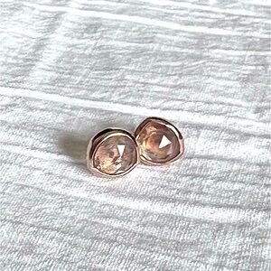 Monica Vinader Siren Studs, rose gold & pink quartz